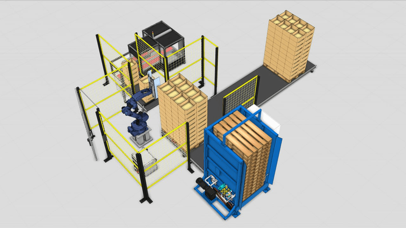 Роботизированный комплекс паллетирования гофрокоробов