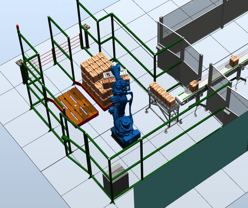 Роботизированный комплекс паллетирования канистр
