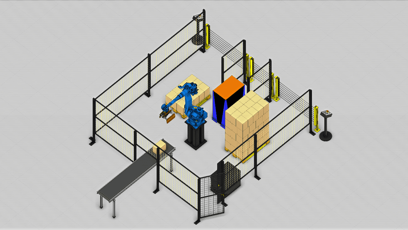 Роботизированный комплекс паллетирования гофрокоробов