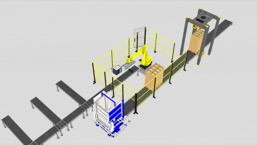 Роботизированная линия паллетирования коробов