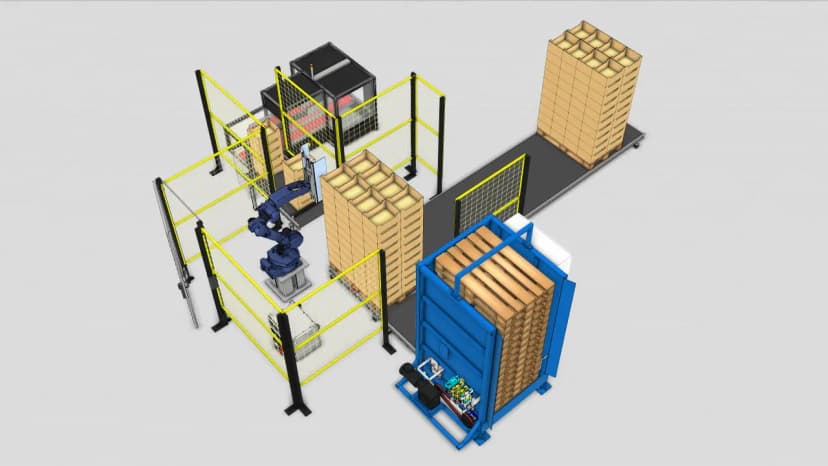Роботизированный комплекс паллетирования гофрокоробов