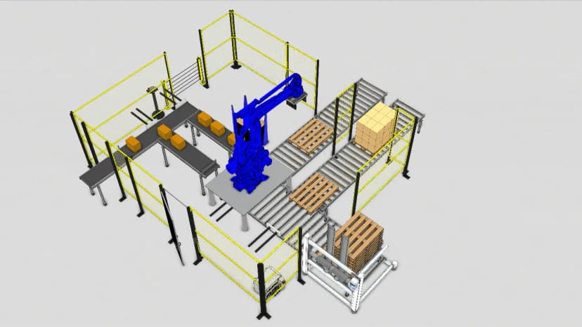 Роботизированный комплекс паллетирования с диспенсером паллет
